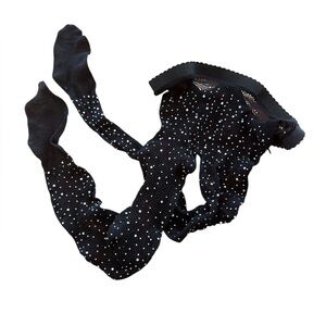 Black fishnet stockings pantyhose gemstones rhinestone embellished